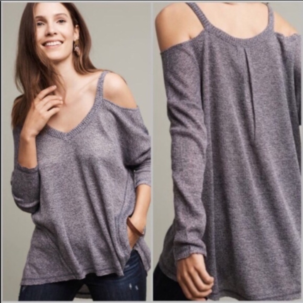 🖤Anthro Cold Shoulder Knit Top🌵